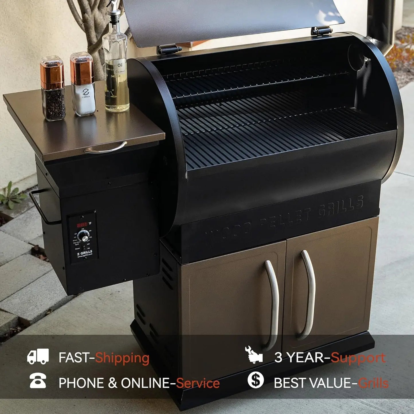 Wood Pellet Grill Smoker With PID Control Rain Cover