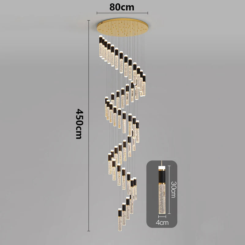 Savenmade Crystal Staircase Pendant Chandelier for Living Room Lighting