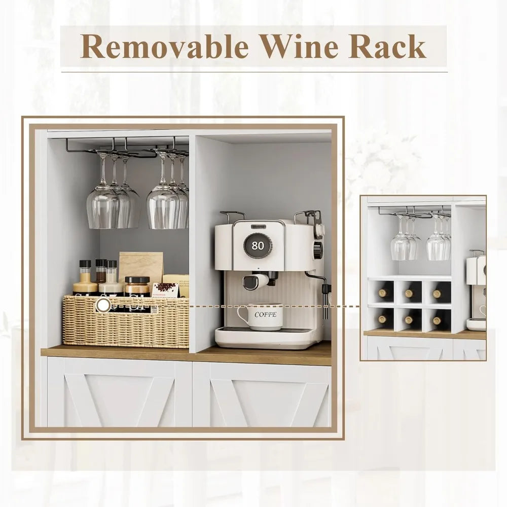 Pantry Storage Cabinet With Microwave Stand Farmhouse Kitchen Hutch Organizer
