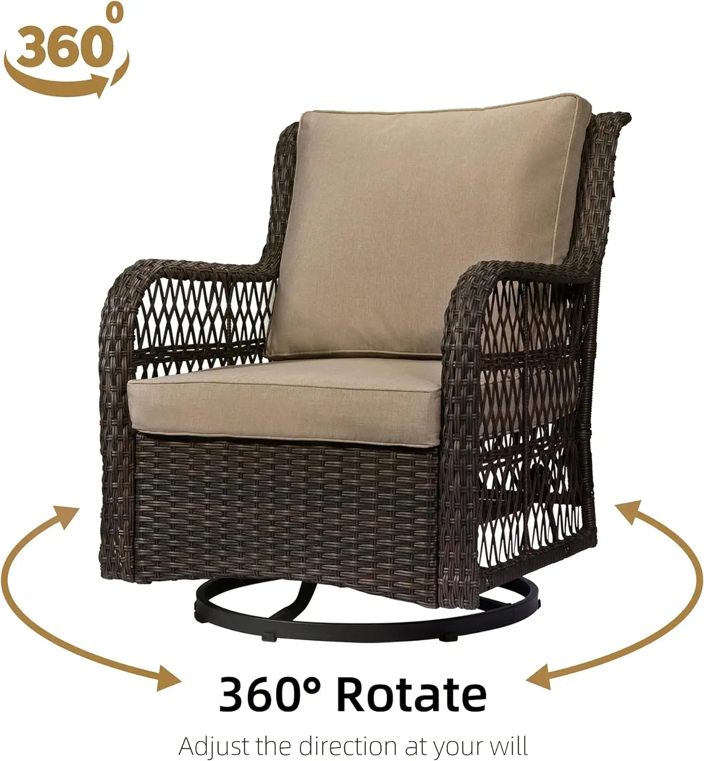 Outdoor Wicker Swivel Rocker Patio Set With Cushions