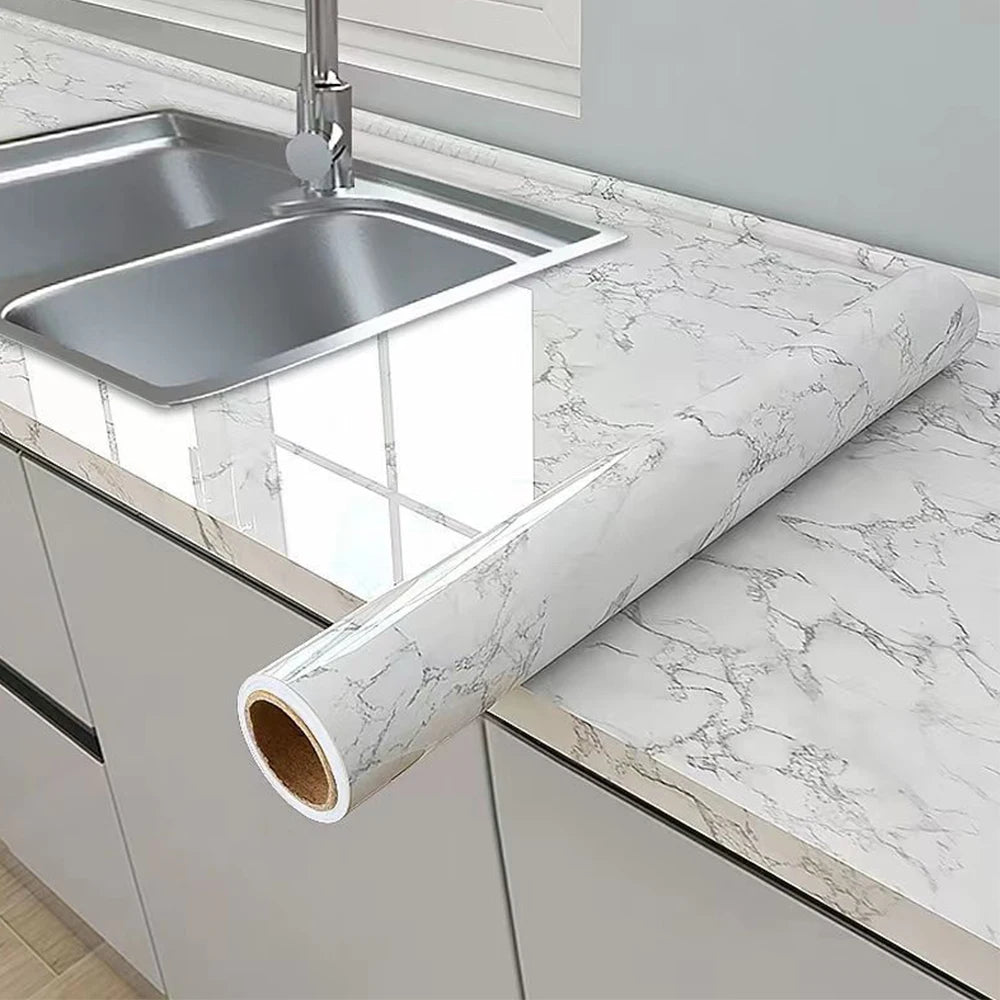 Self Adhesive Marble PVC Film Waterproof Oilproof Wallpaper For Countertops