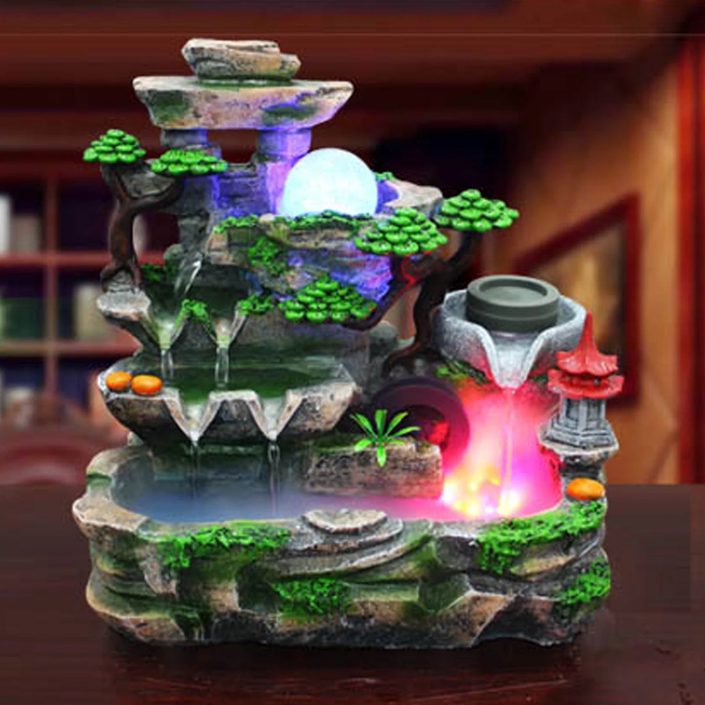 Hign-concerned Indoor Resin Waterfall Fountain With Mist Maker