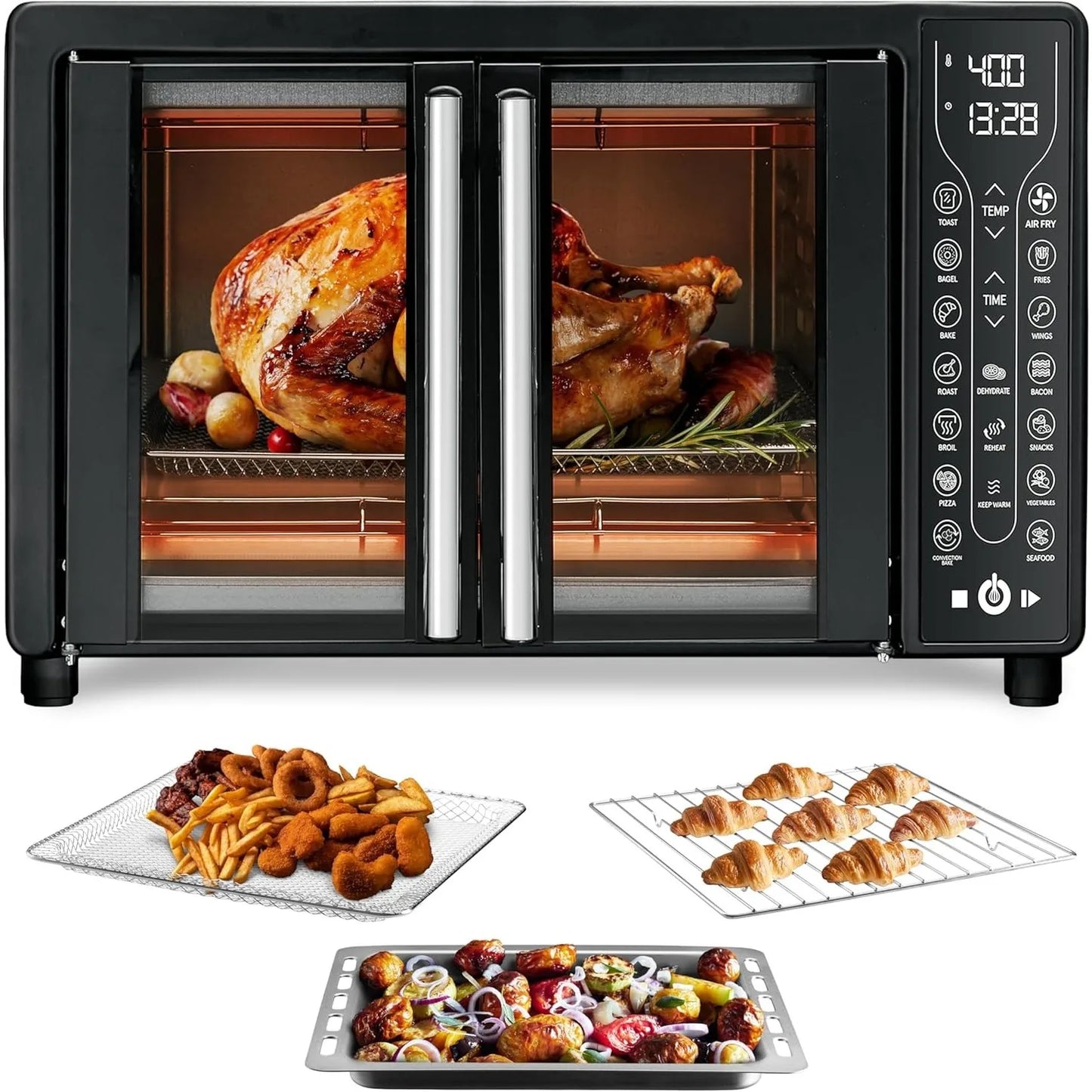 HAOYUNMA Toaster Oven Air Fryer 1700W Digital French Door 24L