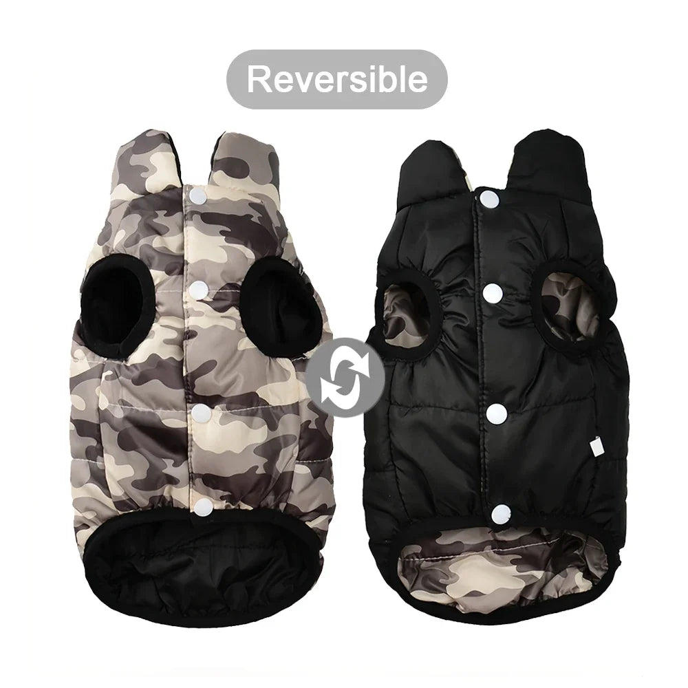 Holapet Reversible AllSeason Weatherproof Winter Dog Jacket Camouflage Print Coat