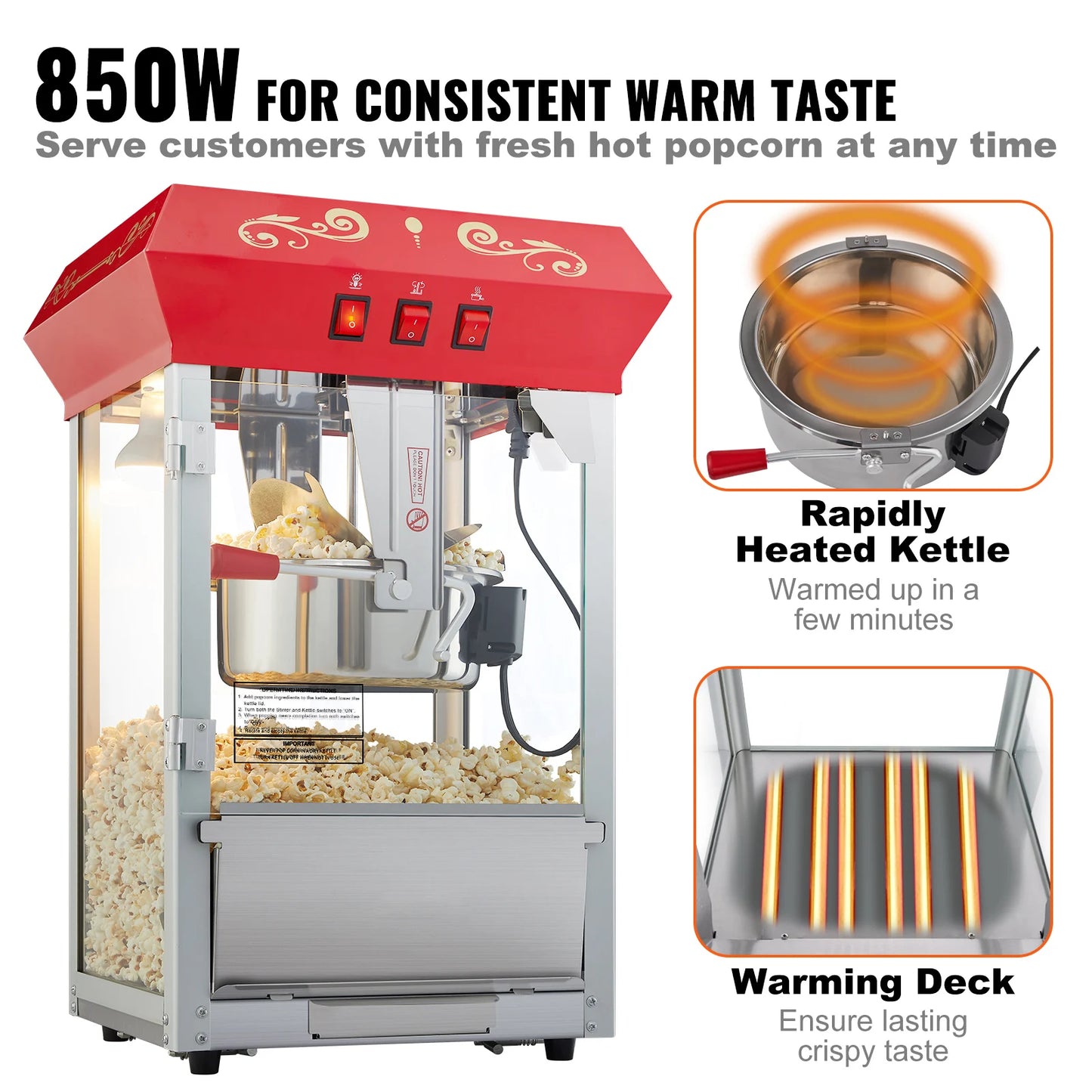 SucceBuy Electric Popcorn Maker Commercial Popper Machine With Scoop