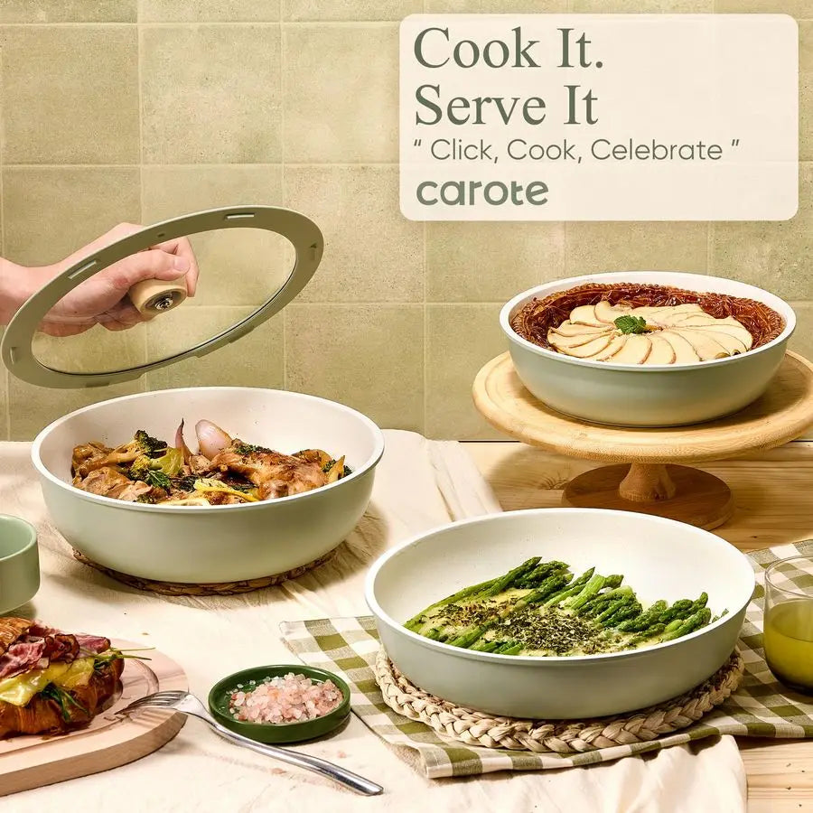 XMSJ Pots And Pans Set Nonstick Cookware With Detachable Handle