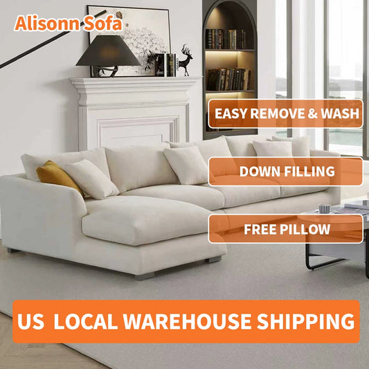 CN Guangdong Cloud Down Filled L Shaped Chaise Sofa