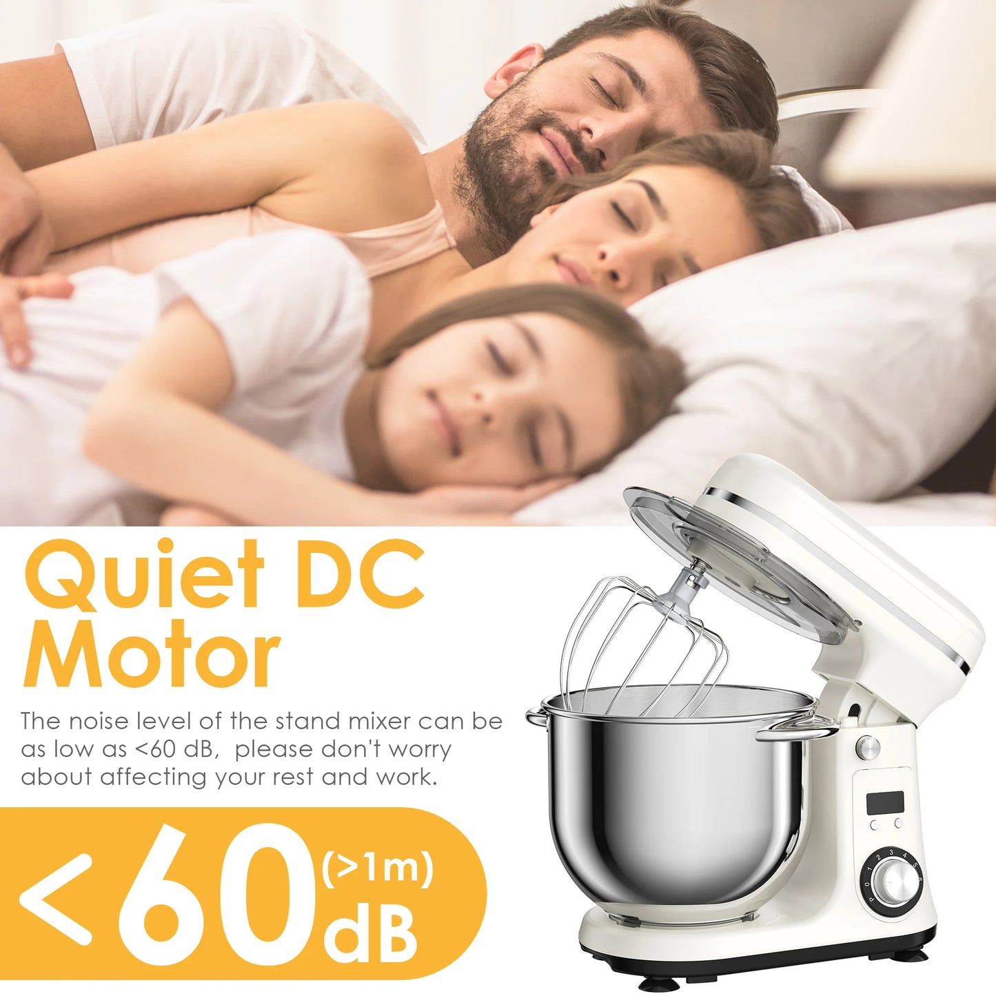 Biolomix 6-Speed Stand Mixer With Dough Hook And Wire Whip