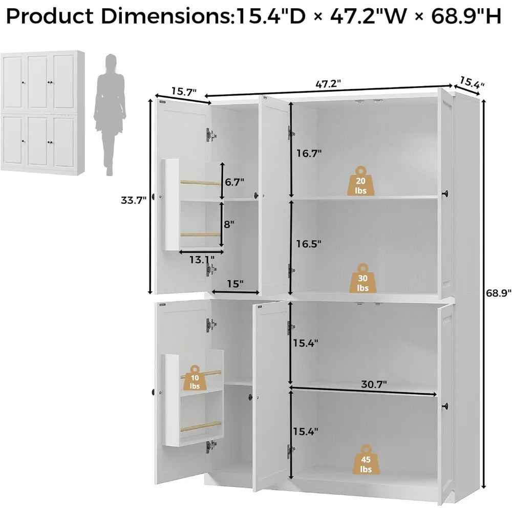 Cupboa Kitchen Pantry Storage Cabinet With Six Doors