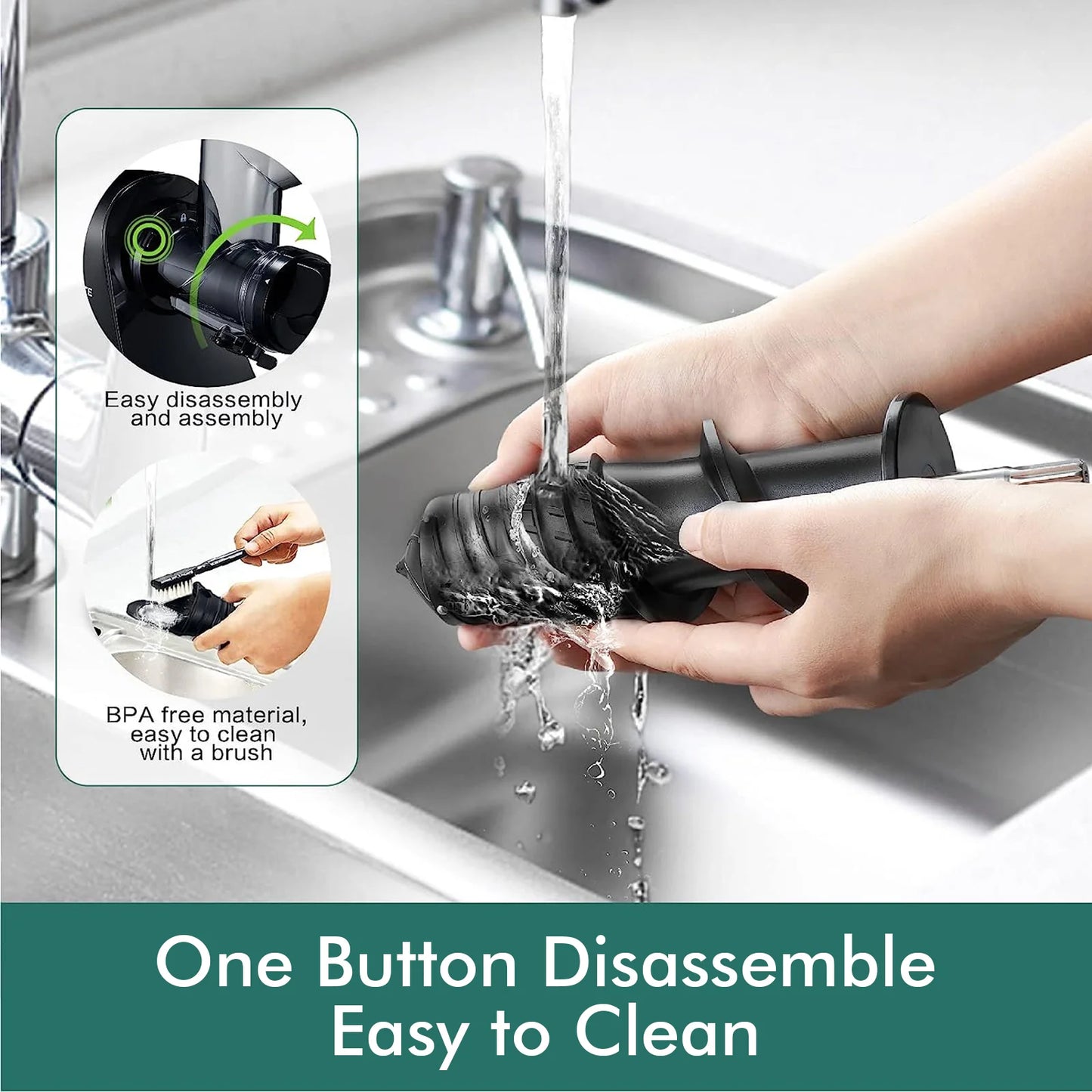 SiFENE Slow Masticating Juicer - Cold Press Machine for Whole Fruits & Vegetables - Anti-Clog, Easy to Clean, Wide Chute, Black