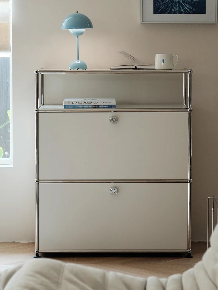 Bigcityfur Premium IndustrialGrade Stainless Steel TV Stand Storage Cabinet LivingRoom