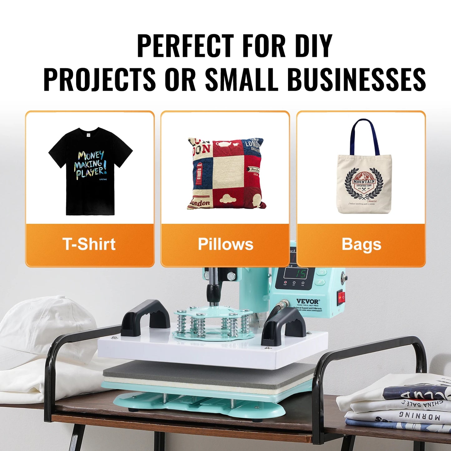 SucceBuy Heat Press Swing Away 360 Degree Digital Temperature Control 700W For T Shirts Pillows Bags