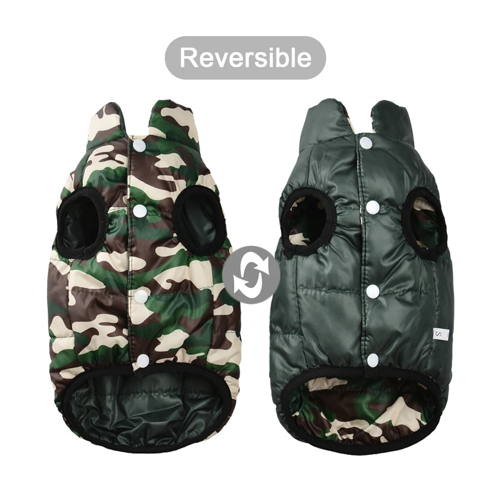 Holapet Reversible AllSeason Weatherproof Winter Dog Jacket Camouflage Print Coat