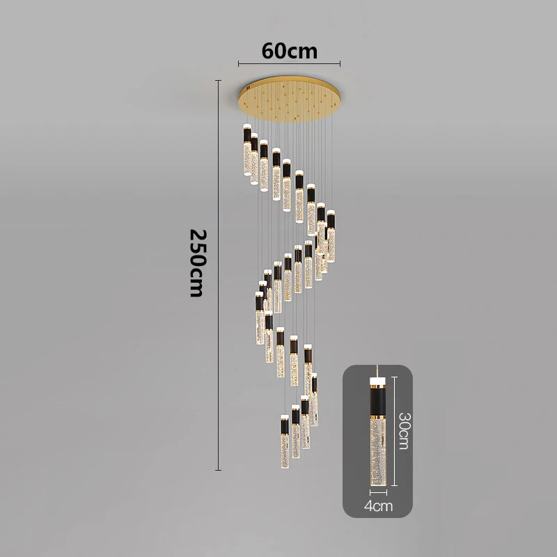 Savenmade Crystal Staircase Pendant Chandelier for Living Room Lighting