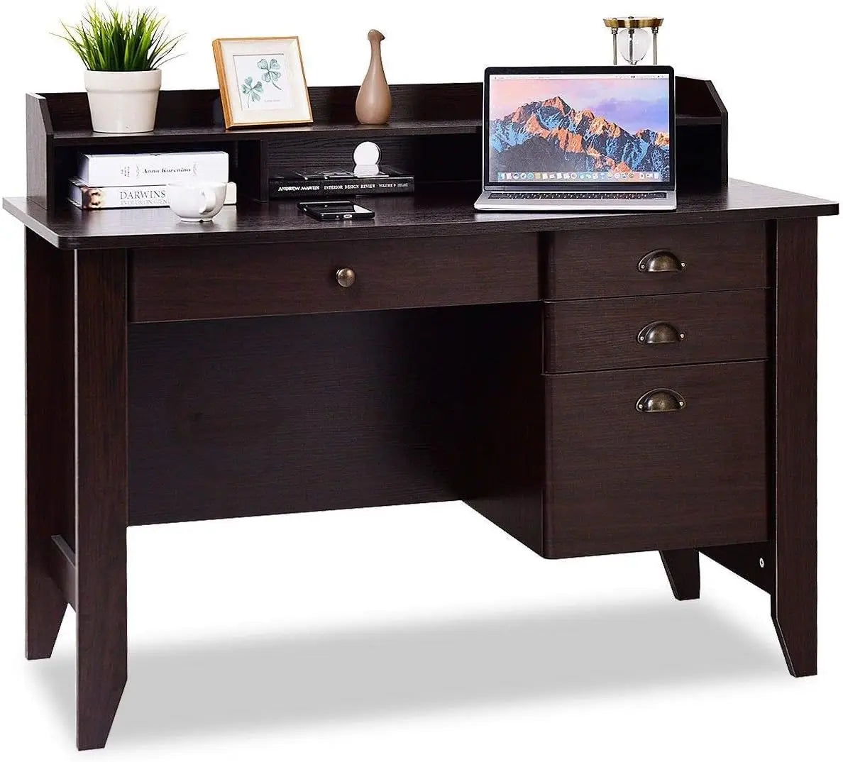 ZHUXIANG Premium Contemporary Solid Wood Computer Desk With Expansive StorageSolution
