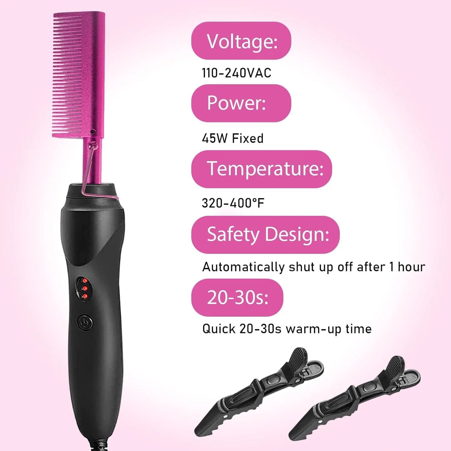 Commodity Electric Hot Heating Comb Curling Iron And Straightening Brush