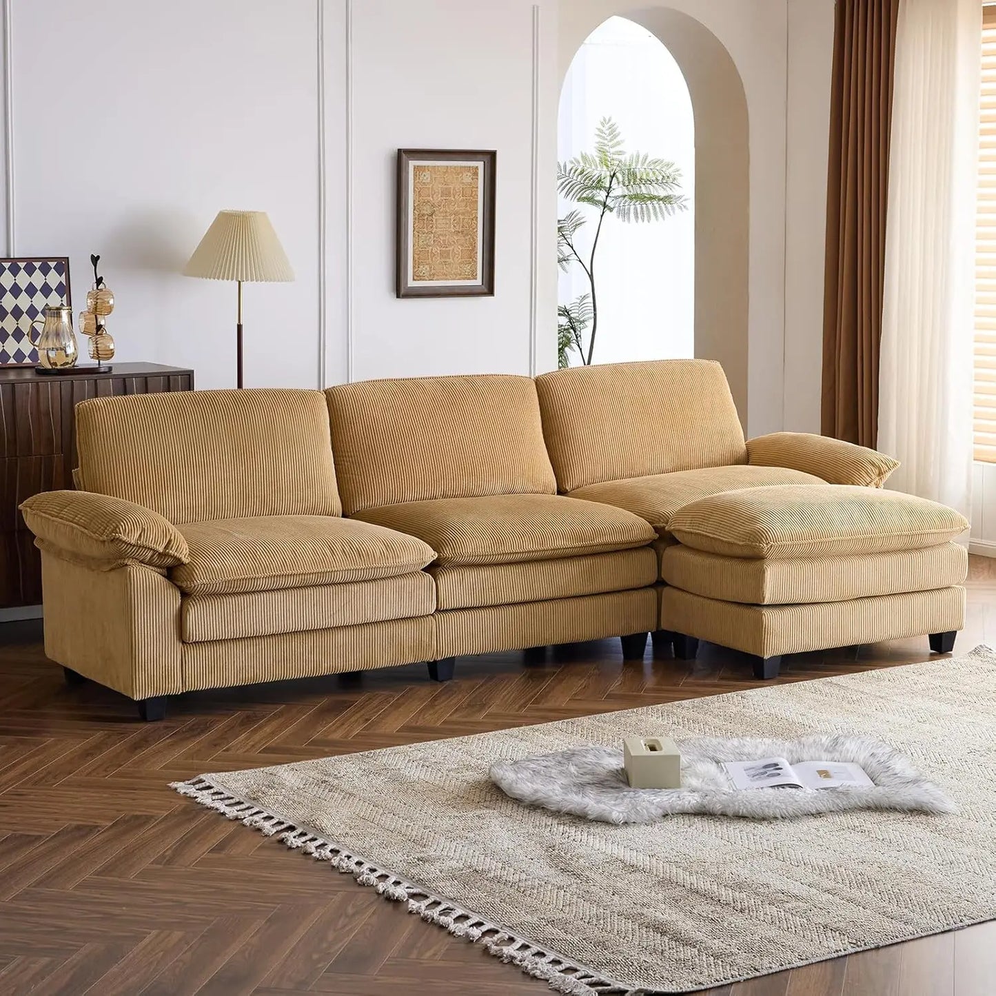 Modular Sectional Sofa With Ottoman Chenille Sleeper Upholstered Furniture