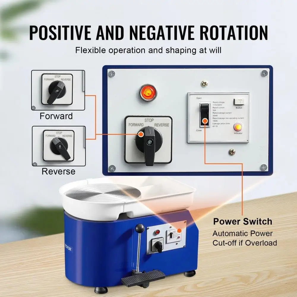 Pottery Wheel 350W Beginners Machine With Pedal Detachable