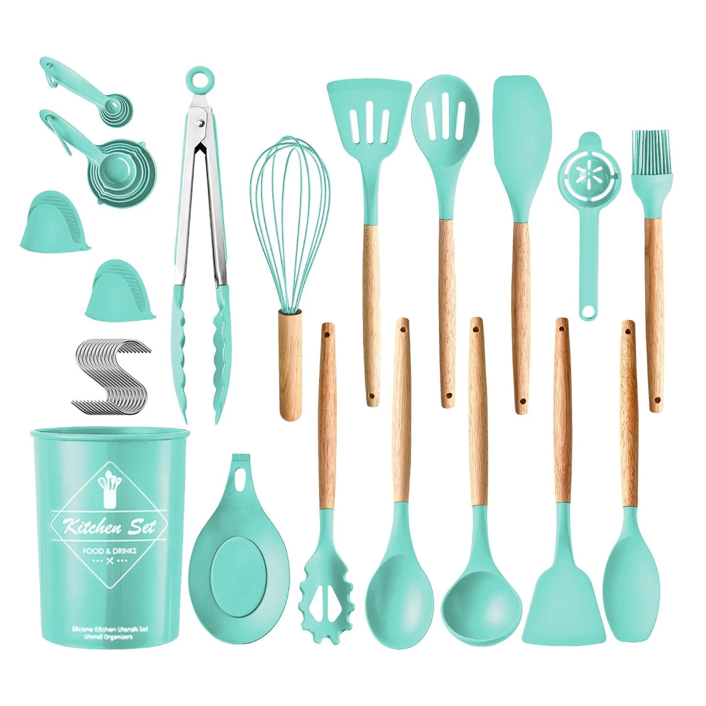 Dinnerware ThirtyFivePiece Kitchenware Utensils Set With Holder Egg Whisk Spatulas
