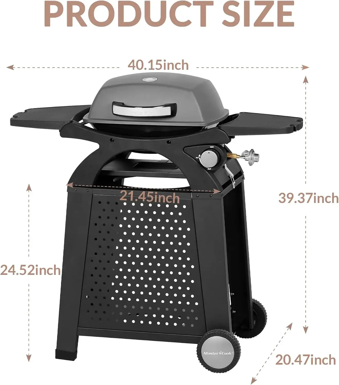 Propane Gas Grill Portable Tabletop BBQ With Cart For Patio Camping Travel