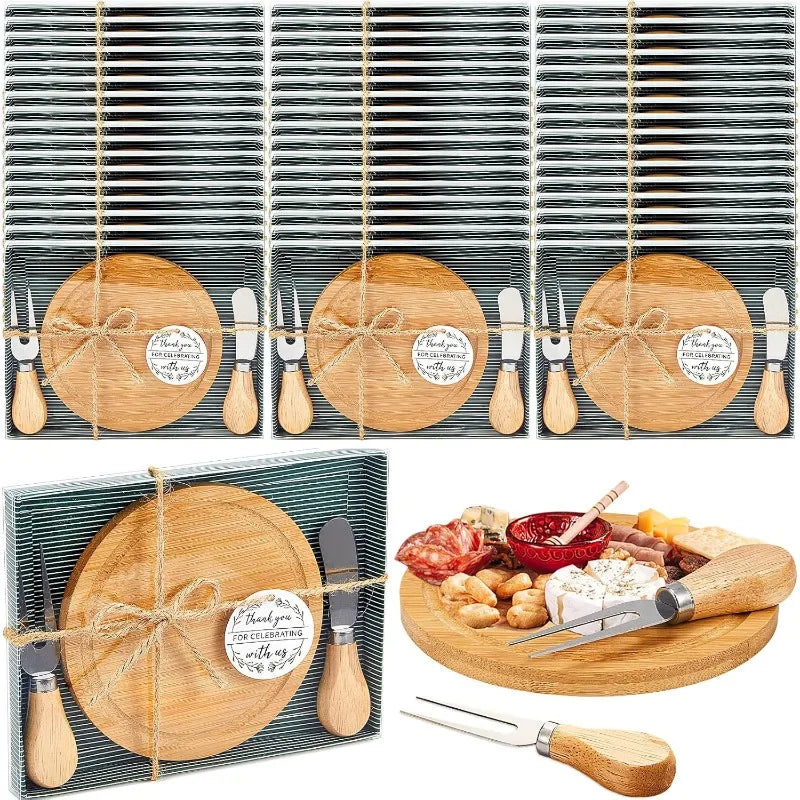 Wood Round Mini Charcuterie Board Set With Knives And Forks