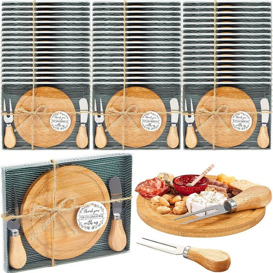 Wood Round Mini Charcuterie Board Set With Knives And Forks