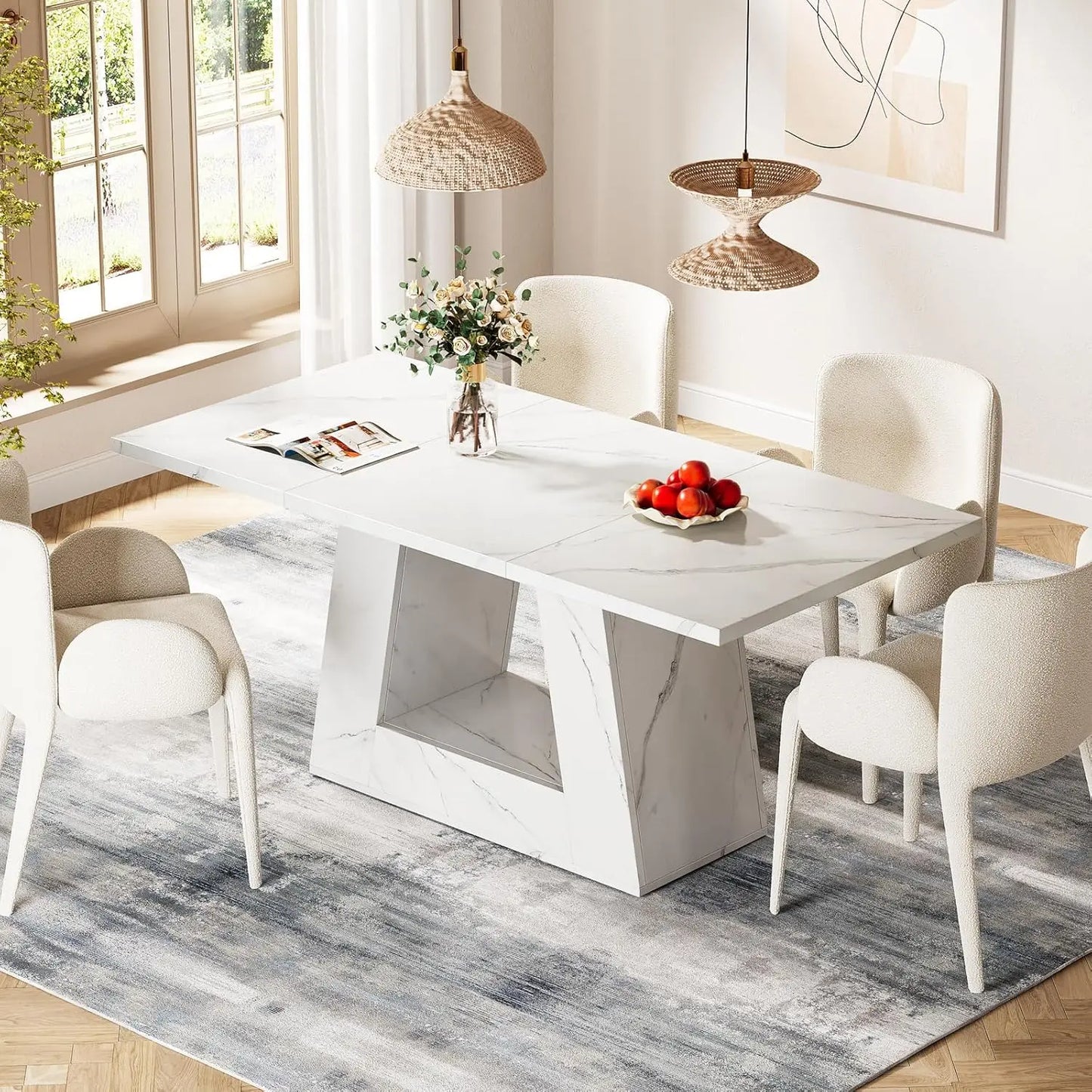 LITTLE TREE Modern Dining Table With PremiumSolidBase EngineeredConstruction In Kitchens
