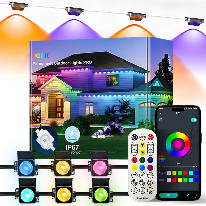 MIMIRGB Smart LightEmittingDiodeArray String Lights With App Control IP67 Waterproof