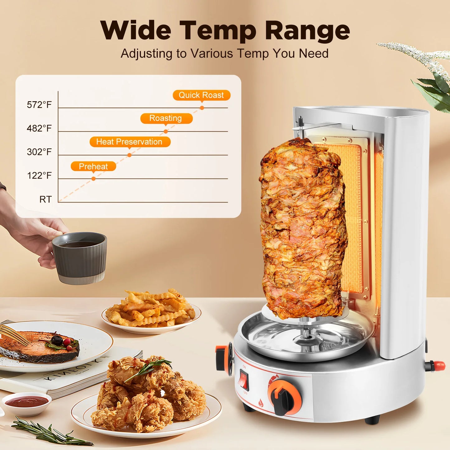 3000W Doner Kebab Machine Gas Electric Vertical Oven
