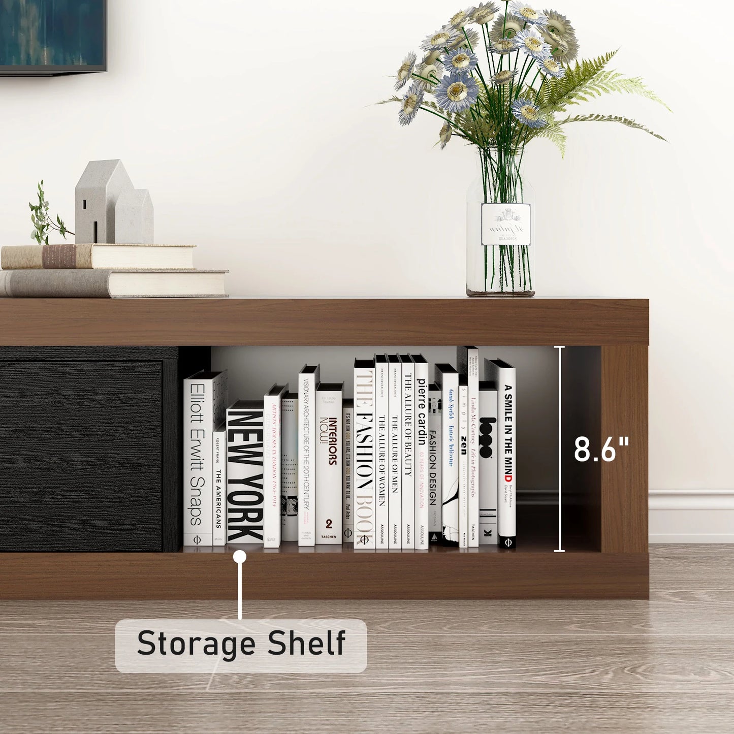 QiaoShiRen Extendable TV Stand With Wood Media Console And Drawers