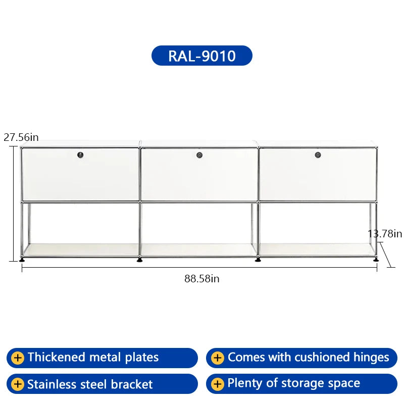 Bigcityfur Stainless Steel Storage Cabinet Modern Metal Sideboard For Bedroom Furniture