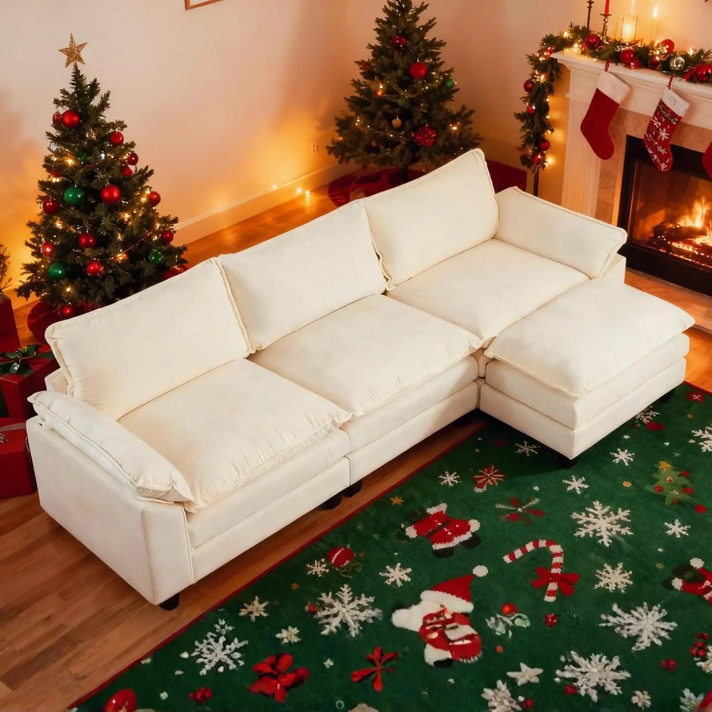 Modular Sectional Sofa With Ottoman Chenille Sleeper Upholstered Furniture