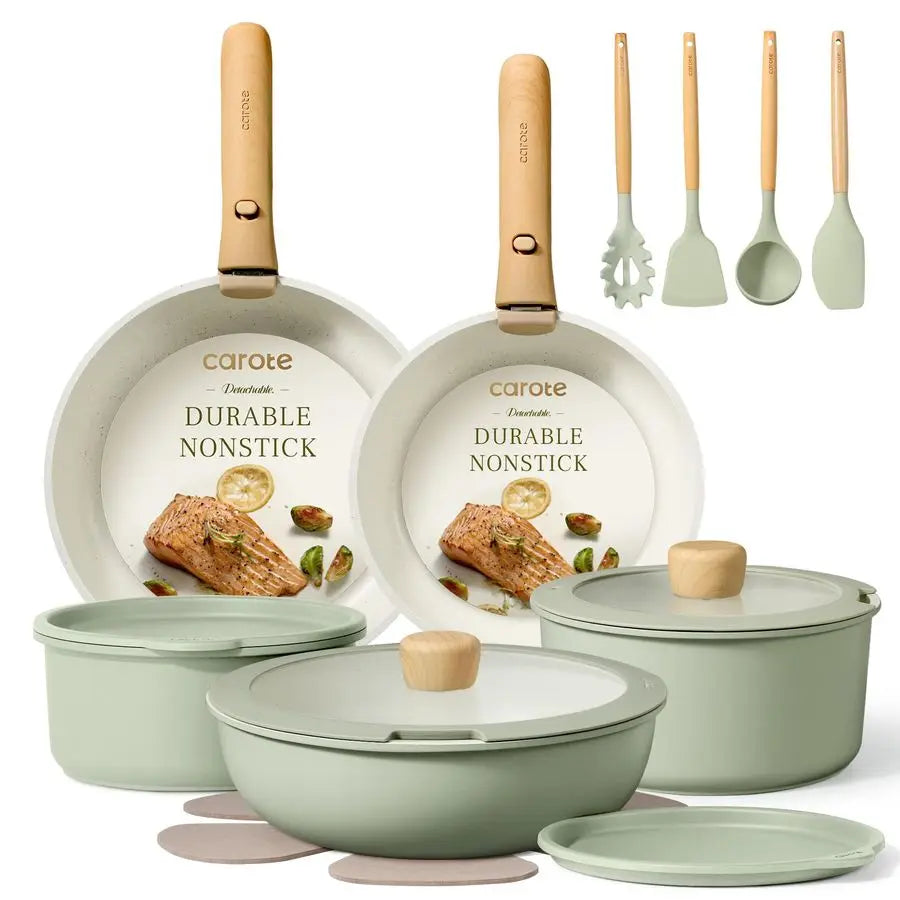 XMSJ Pots And Pans Set Nonstick Cookware With Detachable Handle