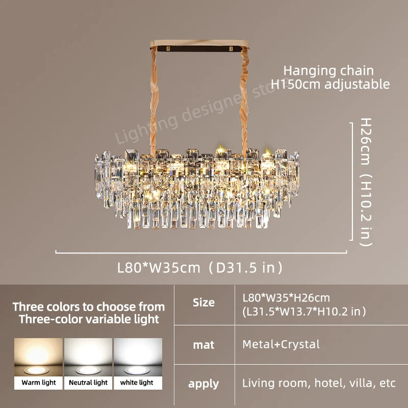 Yingxuan Loft Pendant Light Crystal Chandelier LED Ceiling Lamp For Dining Room Modern Living