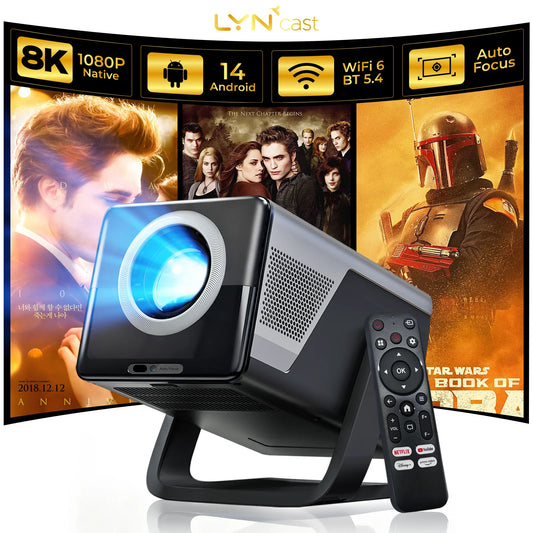 LynCast 8K Projector With Auto Focus Android14 WiFi6 Portable