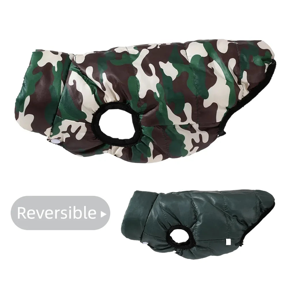 Holapet Reversible AllSeason Weatherproof Winter Dog Jacket Camouflage Print Coat