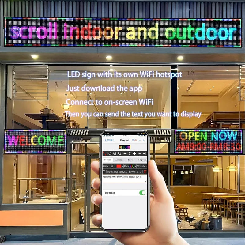 Display Outdoor LED Signboard Wall Mount High Brightness Multi Function