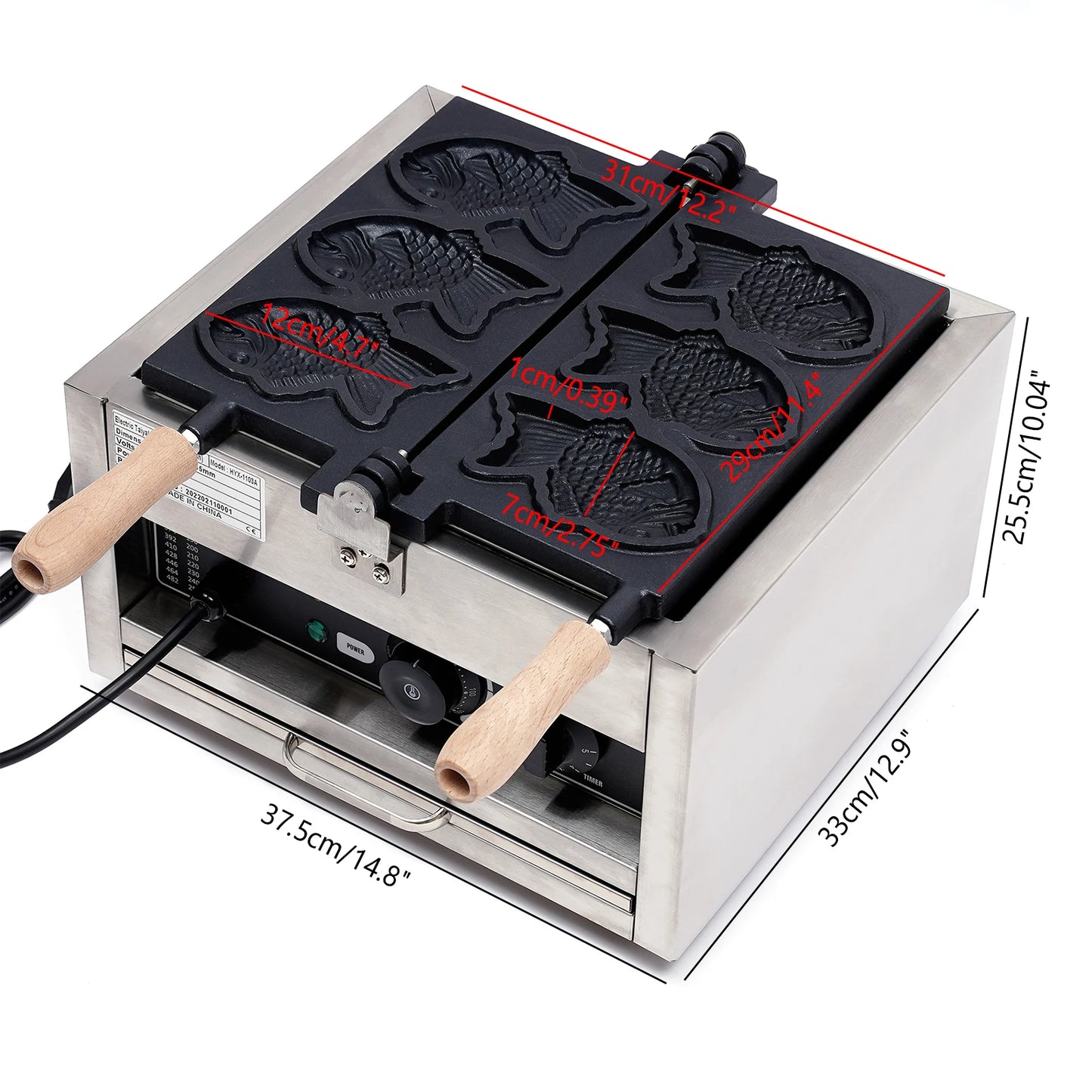Sweetmile Commercial Taiyaki Maker Fish Type Waffle Machine