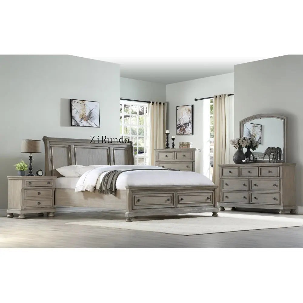 5 Drawer Chest Living Room Storage Cabinet Solid Wood MDF