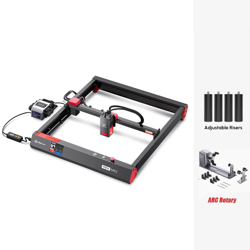 AlgoLaser Alpha MK2 Laser Engraver 20W Output Power 3.5” Color Touch Screen App Offline Control DIY Engraver Tool for Metal MDF