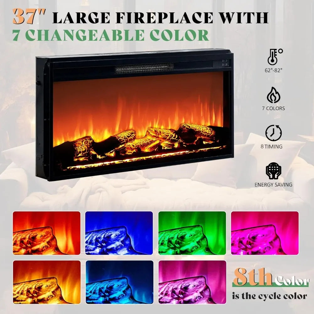 Farmhouse Luxury TV Stand With Integrated Illuminated Fireplace Entertainment Center