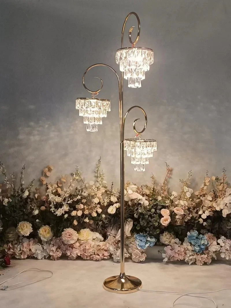 Crystal Floor Lamp Luxury Gold Led Wedding Decor Home