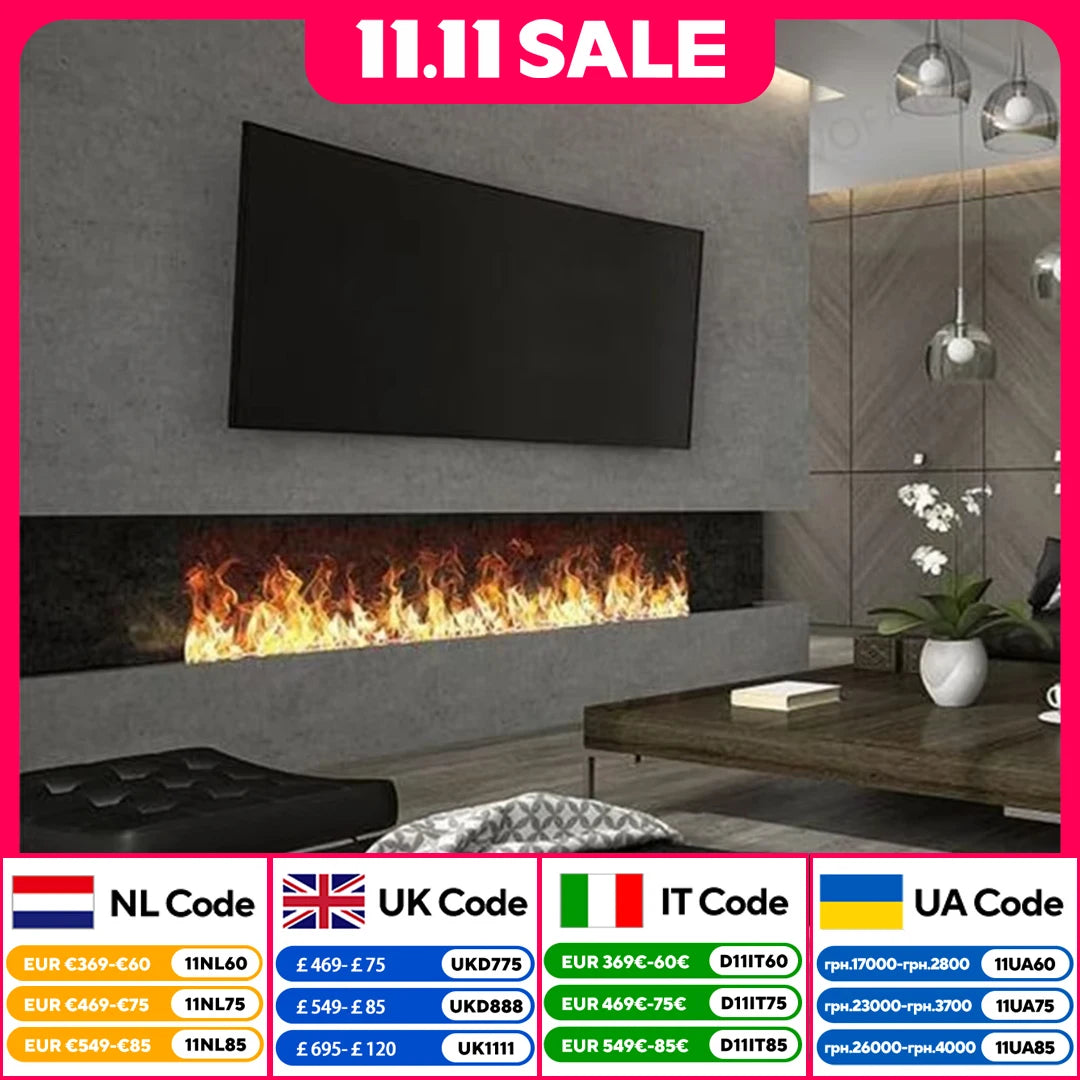 AFLYEVER Electric LED Fireplace 3D Flame Water Vapor Auto Fill