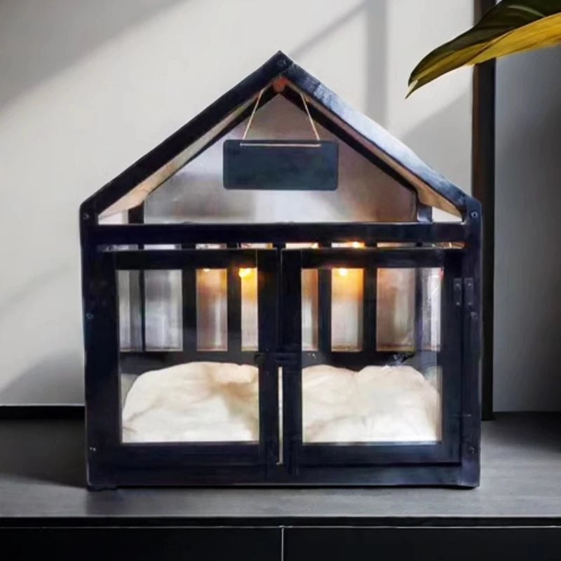 Sichuan Solid Wood Large Dog And Cat House With Removable Washable Double Doors Indoor Villa