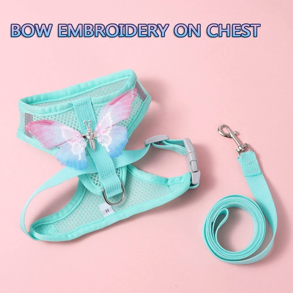 Butterfly UltraBreathable SuperExtraLightweight Mesh Dog Harness For Small Dogs Leash