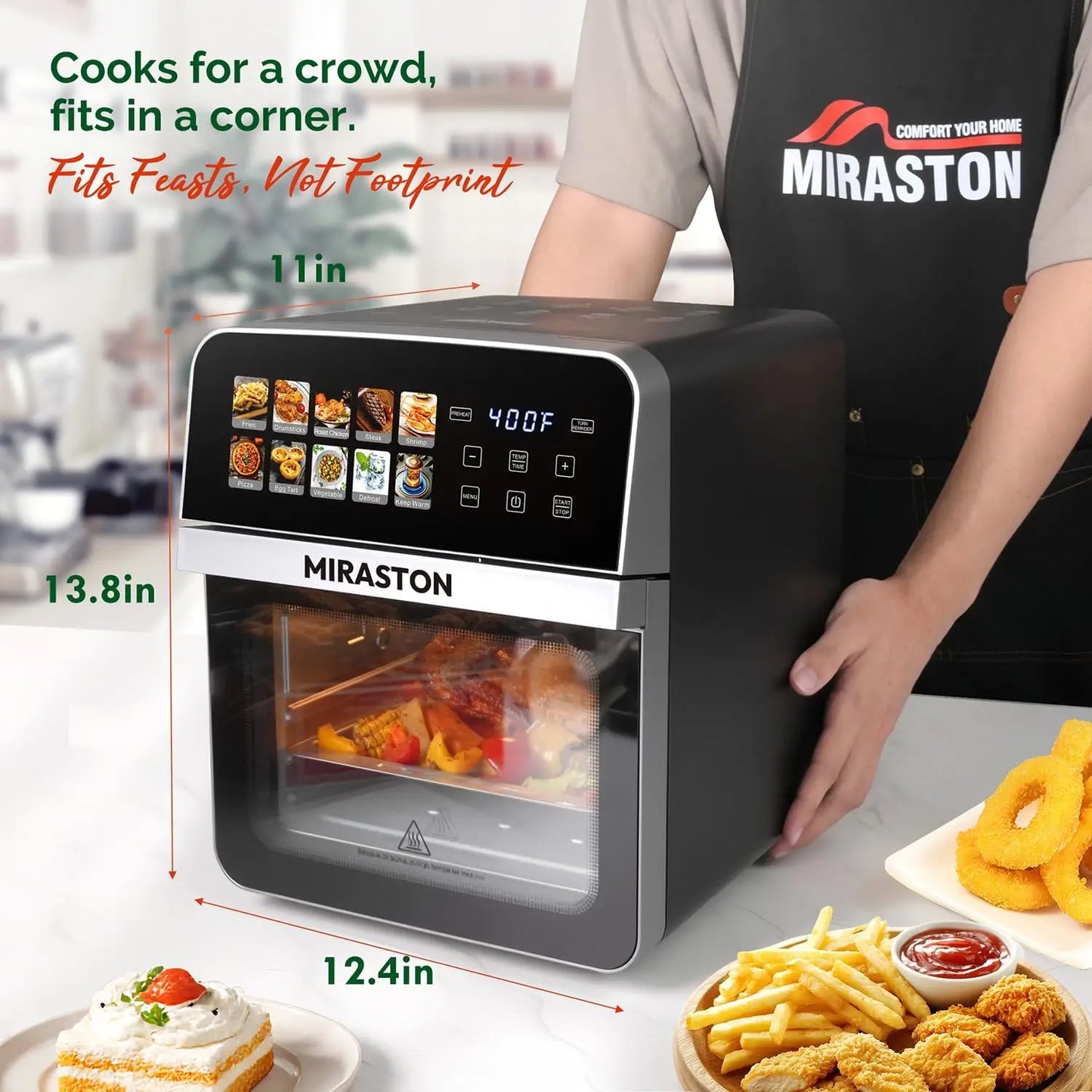 XMSJ Air Fryer Toaster Oven Combo With 10 Presets Pro