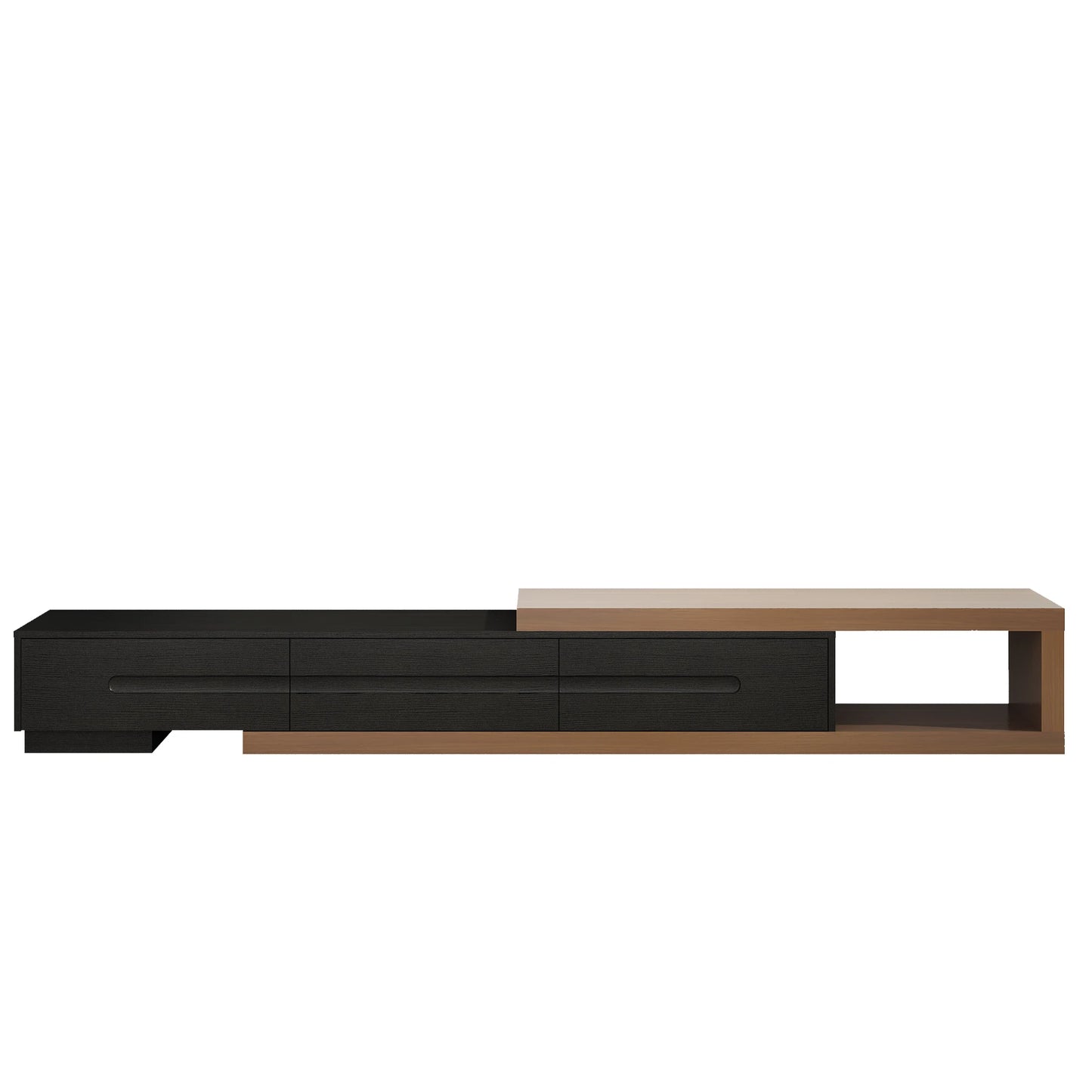 QiaoShiRen Extendable TV Stand With Wood Media Console And Drawers