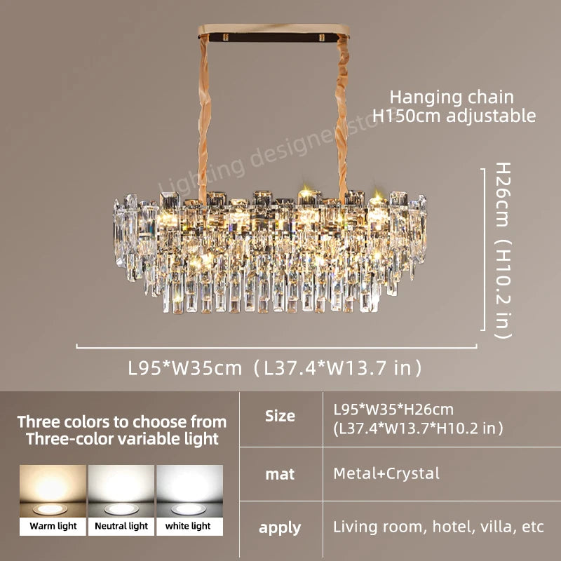 Yingxuan Loft Pendant Light Crystal Chandelier LED Ceiling Lamp For Dining Room Modern Living