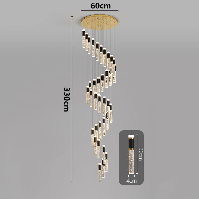 Savenmade Crystal Staircase Pendant Chandelier for Living Room Lighting