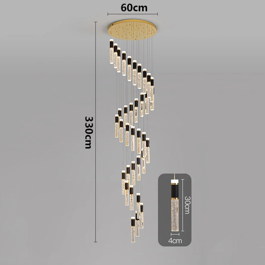 Savenmade Crystal Staircase Pendant Chandelier for Living Room Lighting